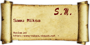 Samu Miksa névjegykártya